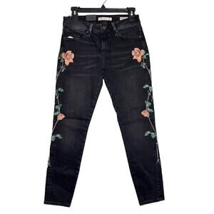 NWT MAVI ADRIANA ANKLE Mid Rise Super Skinny Jeans SIZE 27 Rose Embroidered